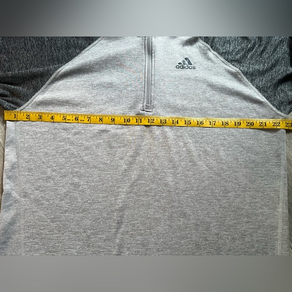 Adidas Climalite Training Long Sleeve Zipper Henley Top in Heathered Gray Size L - Picture 6 of 10